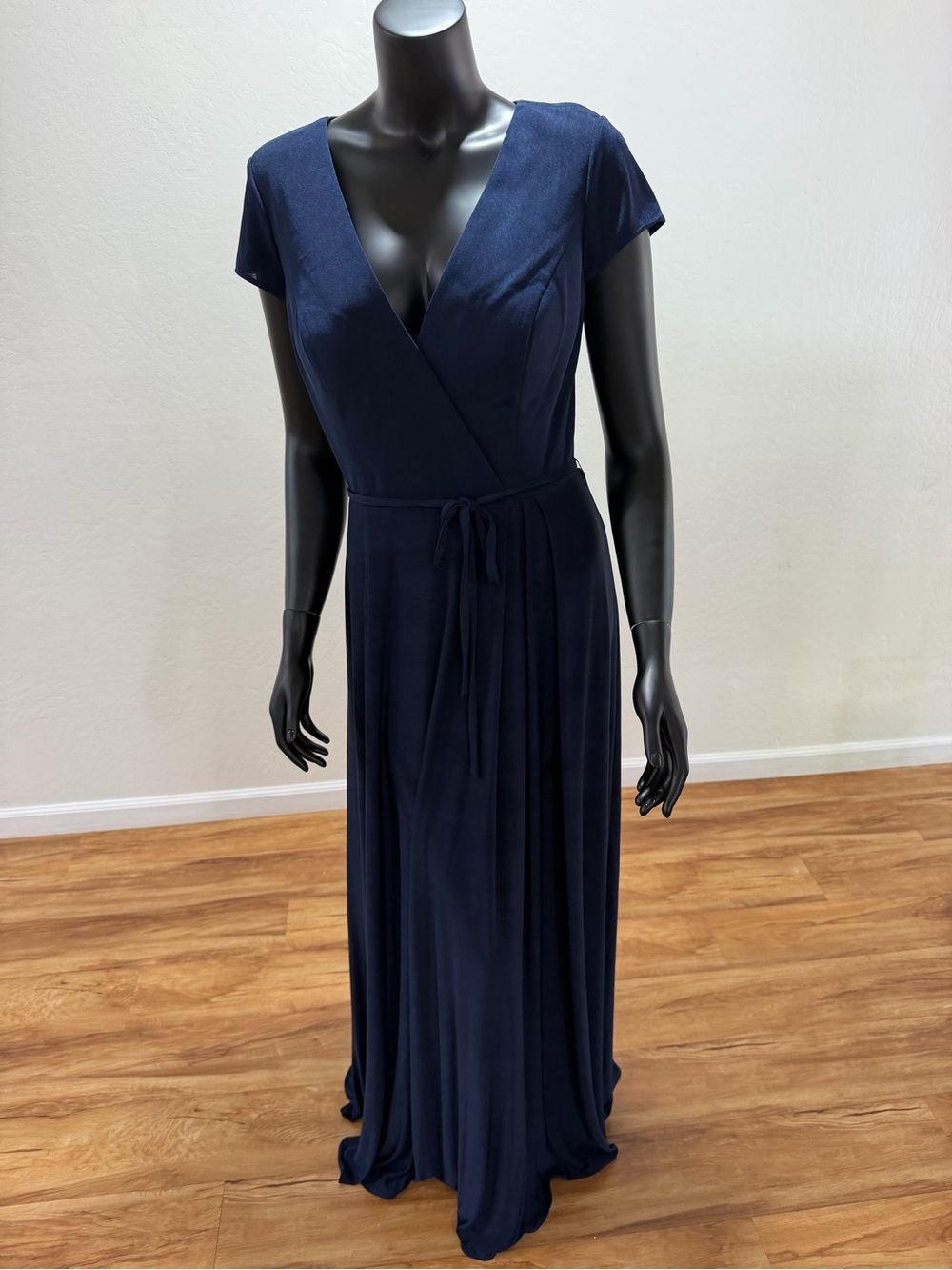 Allure Bridals Navy Stretch Jersey Maxi Dress Size 14 NWT